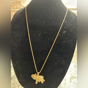 Elegant Gold Elephant Pendant Necklace featuring gold over sterling.